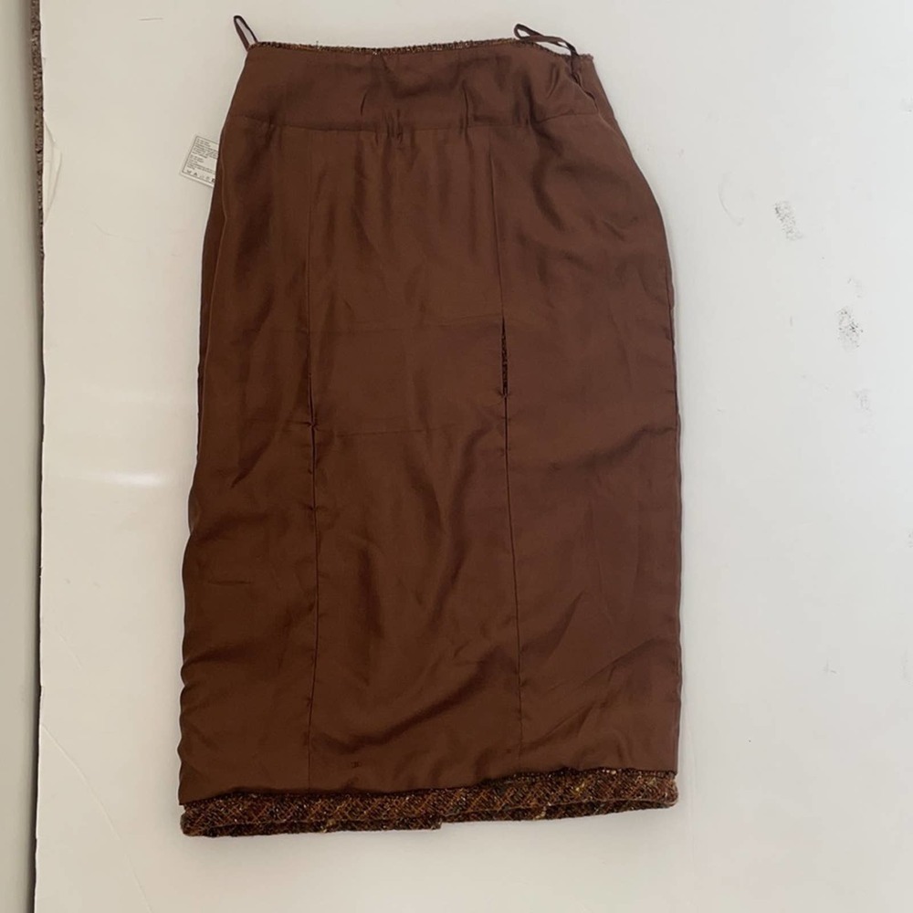 CHANEL brown wool tweed Vintage pencil skirt 34 - Picture 10 of 10